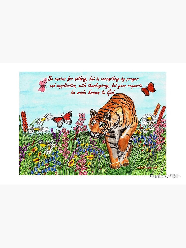 "Tiger in a Perfect World With Philippians 46 Bible Verse" Zipper