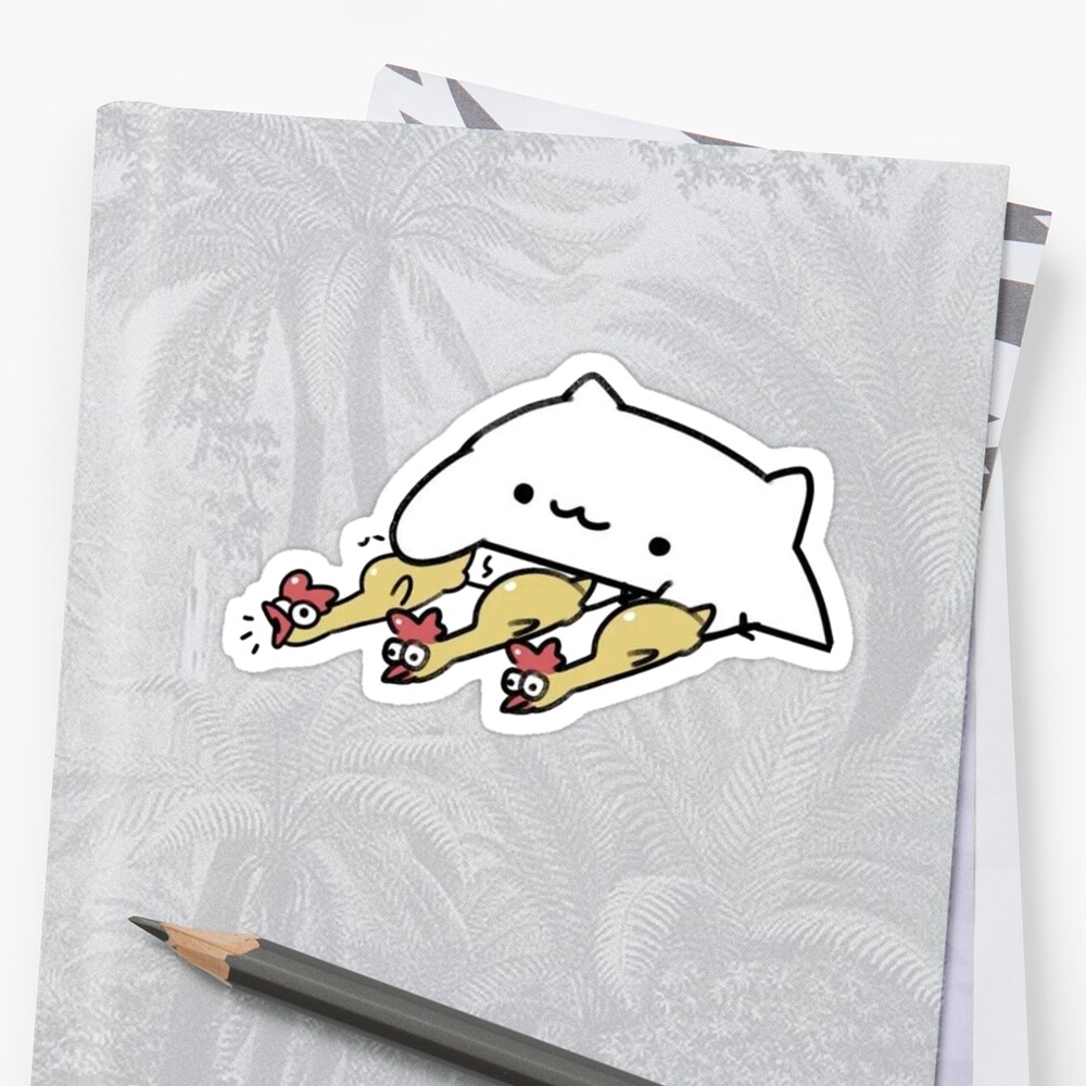 Bongo Catbut With Rubber Chickens Sticker By Tuckerdotcom Redbubble 