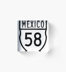 Carretera Federal 58 | Mexico Federal Highway Shield Sign Acrylic Block