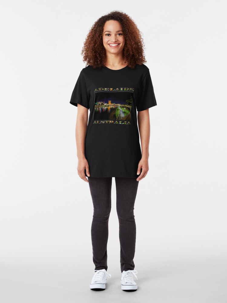 Alternate view of Adelaide Riverbank at Night IV (poster on black) Slim Fit T-Shirt