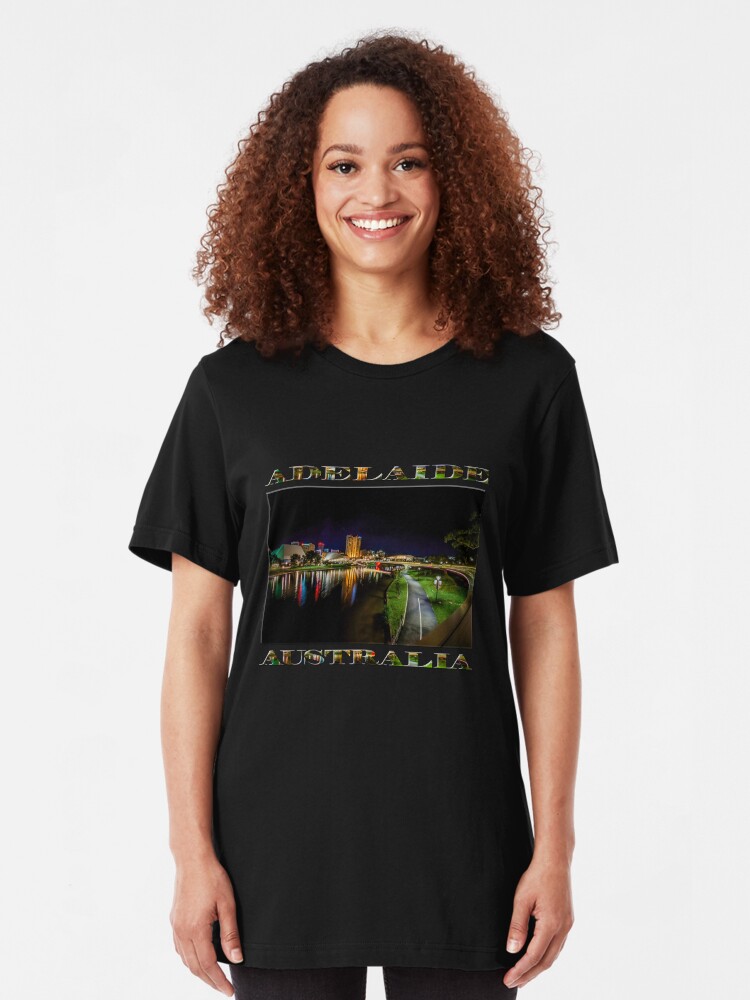 Alternate view of Adelaide Riverbank at Night IV (poster on black) Slim Fit T-Shirt