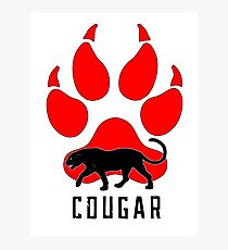 Cougar Wild Cat T-Shirt, Cougar paw stickers lion and Puma Shirt. Photographic Print