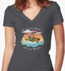 A Turtle Made it to the Water! Women's Fitted V-Neck T-Shirt