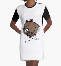 Funny Grizzly Bear T-shirt & Sticker, Brown Bear Sticker, Emoji and Shirt Graphic T-Shirt Dress