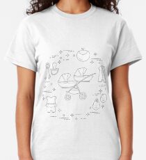 Stroller, twins, rattle, pacifier, bib, overalls. Classic T-Shirt