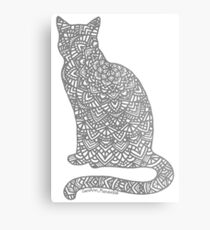 Lienzo metálico Mandala de gato gris
