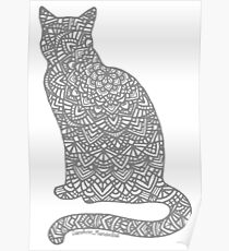 Póster Mandala de gato gris