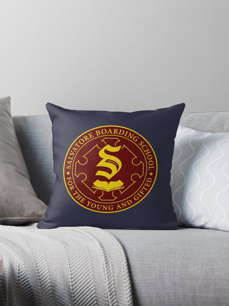 Salvatore Boarding School Crest Throw Pillow By Badcatdesigns