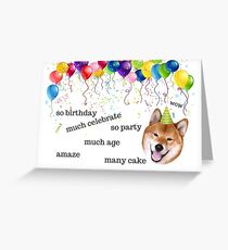 Shiba Inu, Doge meme, birthday card, Dog birthday card, Internet meme birthday card, meme greeting cards Greeting Card