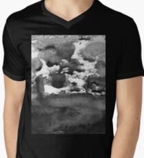 black white paint in monotype technique, abstract texture Imitation marble, granite Men's V-Neck T-Shirt