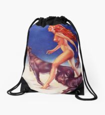 Running with wolves Drawstring Bag