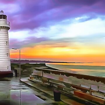 Artwork thumbnail, Donaghadee Lighthouse, Ireland. (Painting) by cmphotographs