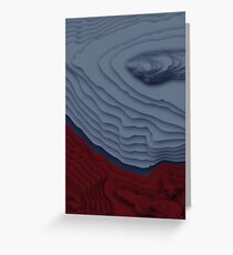 Red/Blue Topographical Contour Map Pattern Greeting Card