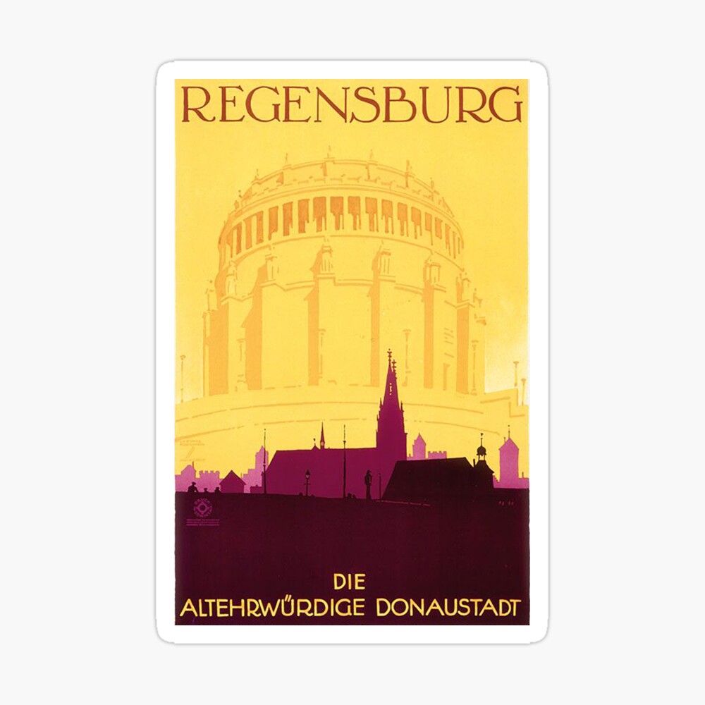Regensburg Vintage Travel Poster Sticker