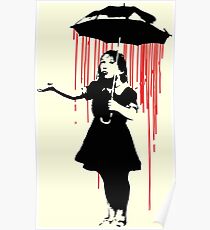 Rain Girl - Banksy, Umbrella Raining Streetart Street Art, Grafitti, Artwork, Design For Men, Women, Kids Poster