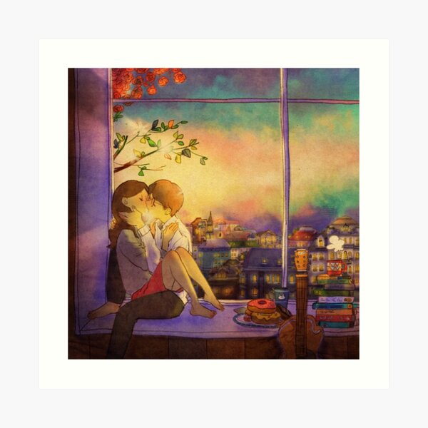 Romantic kiss Art Print