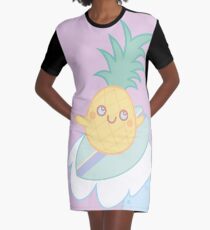 Pineapple Surfer Graphic T-Shirt Dress