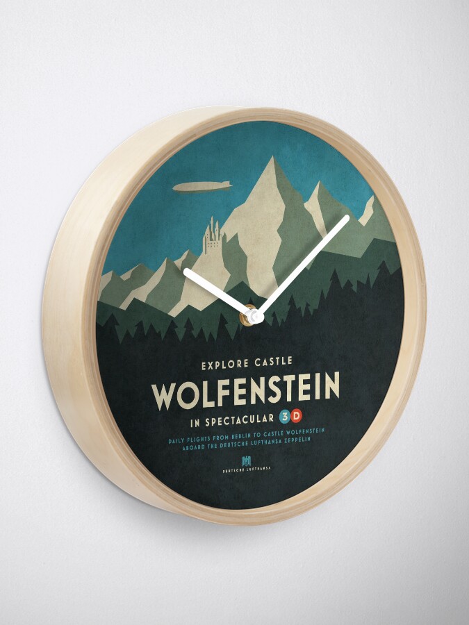 Alternate view of Castle Wolfenstein Vintage Tourism - 3D Blue Clock
