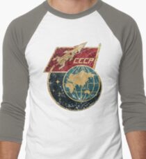 CCCP-Flaggen-Weltraumrakete Baseballshirt für Männer