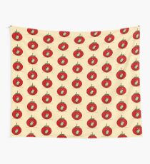 RED APPLE with a really CUTE WORM art on PILLOW Wall Tapestry