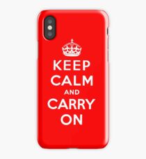 KEEP CALM AND CARRY ON (BLACK) iPhone Case/Skin