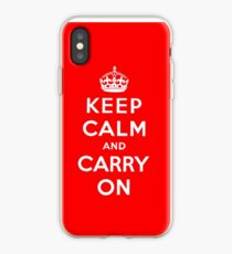 KEEP CALM AND CARRY ON (BLACK) iPhone Case