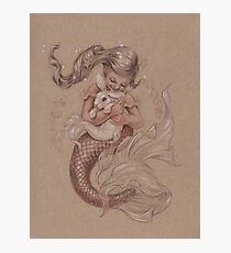 Mermaid avec son animal de compagnie Merbunny Impression photo