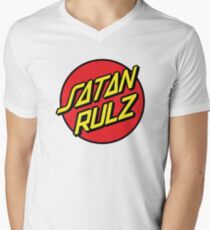 Satan Rulz Skater farce V-Neck T-Shirt