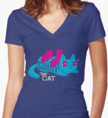 Squish that Cat! Women's Fitted V-Neck T-Shirt