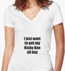 Kishu Ken Dog Lover Mom Dad Funny Gift Idea Women's Fitted V-Neck T-Shirt