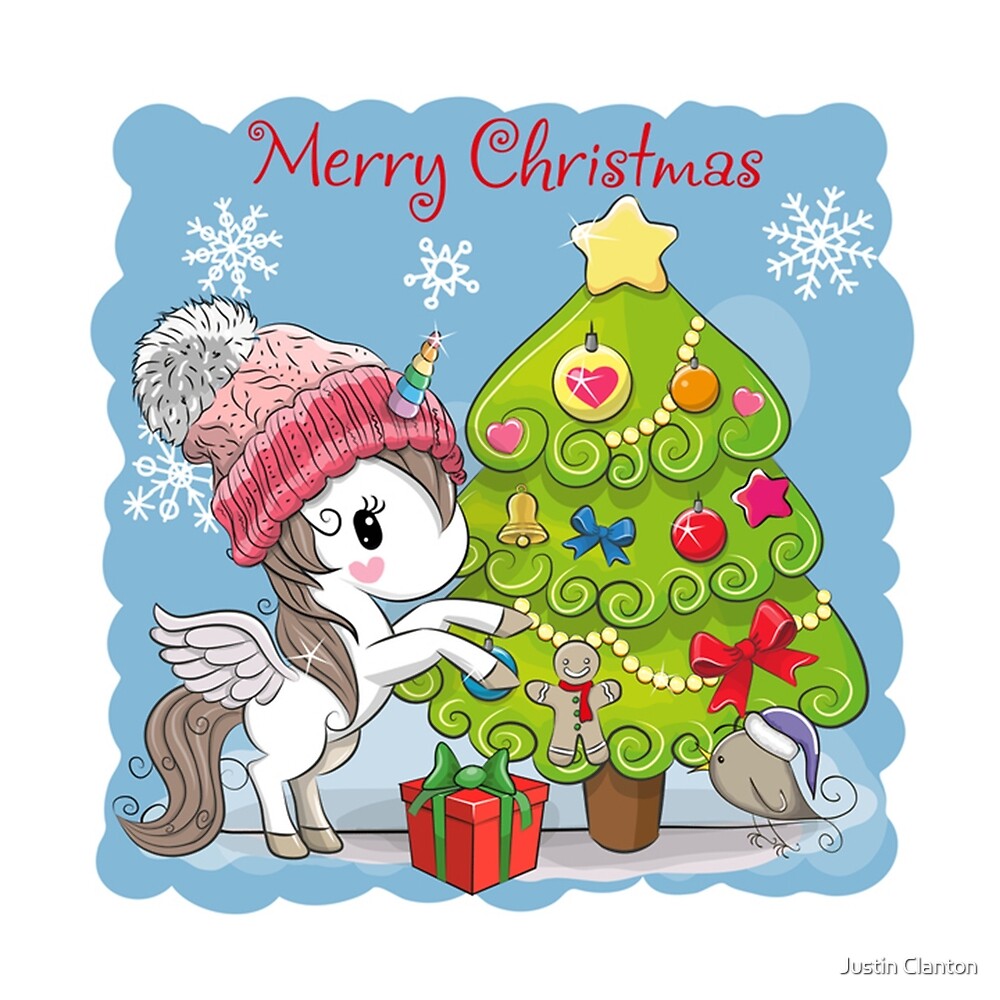 "Merry Christmas Unicorn " by Justin Clanton Redbubble