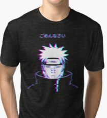 Nahiko Pain Akatsuki Inspired Design Glitch Error Effect Tri-blend T-Shirt