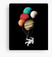 Astronaut with Balloon Planets Canvas Print