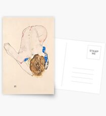 Egon Schiele Artwork Nude With Blue Stockings Bending Forward 1912 Postcards