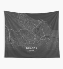 Gdansk, Poland Dark Map Wandbehang