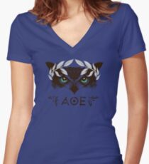 Athena's Owl II - Silver Variant Women's Fitted V-Neck T-Shirt