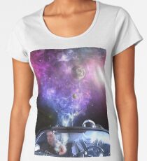 Elon Musk raucht Raumkraut auf seinem tesla Roadster Frauen Premium T-Shirts