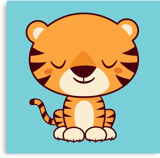 "Kawaii Cute and Adorable Tiger" Canvas Prints by happinessinatee