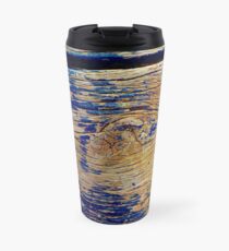 Wood Plank in Bright Blue and Yellow - Horizontal Travel Mug