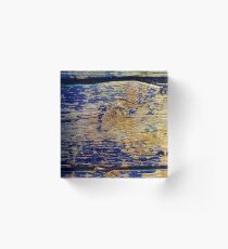 Wood Plank in Bright Blue and Yellow - Horizontal Acrylic Block
