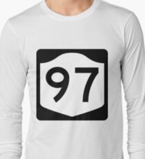 Camiseta de manga larga New York State Route NY 97 | United States Highway Shield Sign