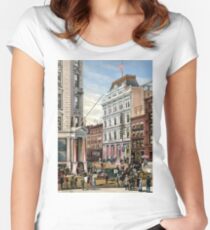 Rare large view of the New York Stock Exchange 1882 Women's Fitted Scoop T-Shirt