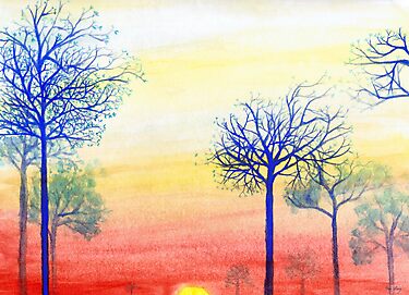 "Sunset with Blue Trees" by Mui-Ling Teh