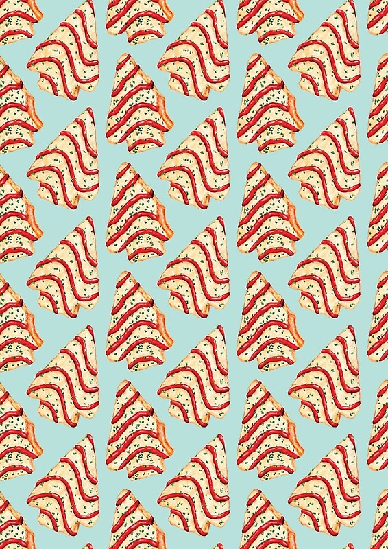 "Christmas Tree Cakes Pattern Blue" by Kelly Gilleran Redbubble