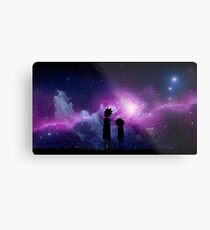 Minimalist Rick and Morty Space Design Metal Print