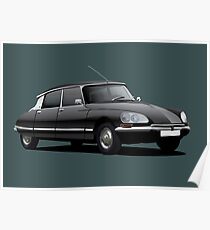 Póster Ilustración de Citroen DS, negra