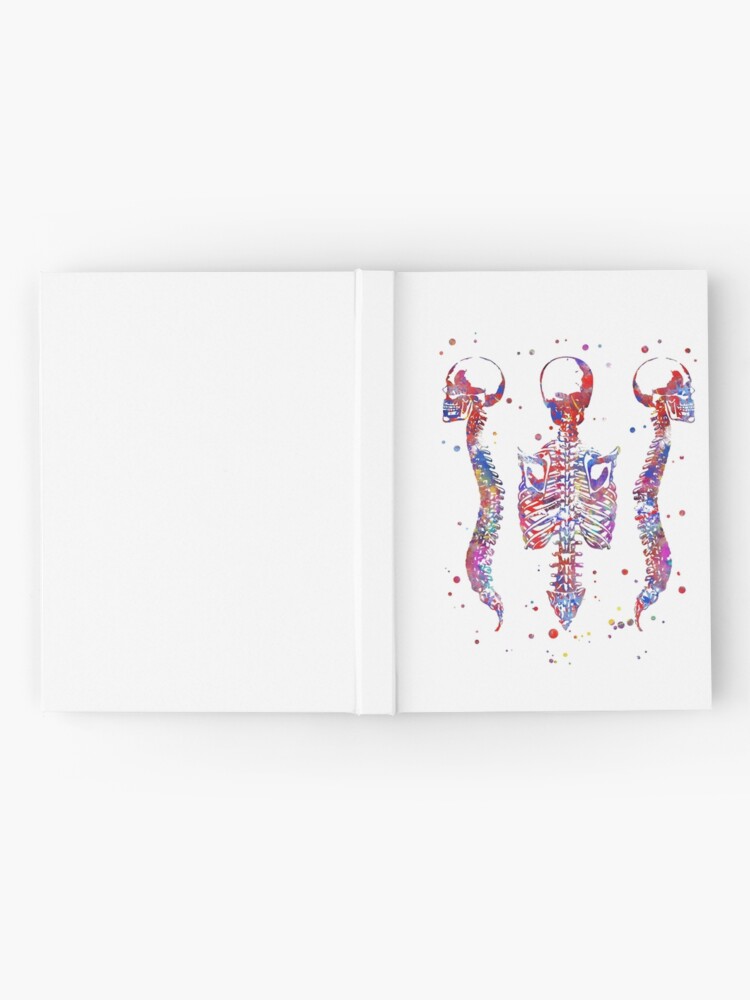 Alternate view of Human brain, watercolor brain, brain print, brain and spinal cord, spinal cord, spinal cord watercolor, Medical art, Rib cage Hardcover Journal