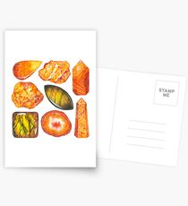 Orange Kristalle Aquarellsteine Postkarten