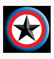 Bulls Eye, Star, Target, Roundel, Archery, Star, Badge, Buttton, on Black, Photographic Print