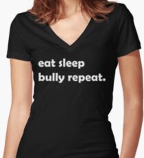 EAT SLEEP BULLY REPEAT edgelord meme politically incorrect t-shirt Women's Fitted V-Neck T-Shirt